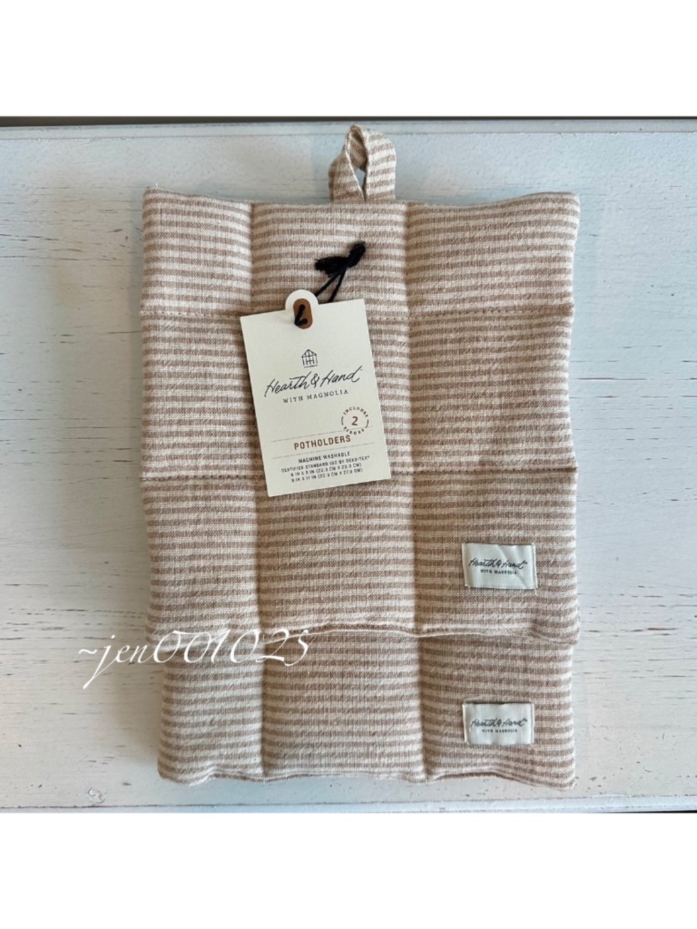 2pc Striped Potholder Set Natural Stripe - Hearth & Hand Magnolia - Picture 5 of 6
